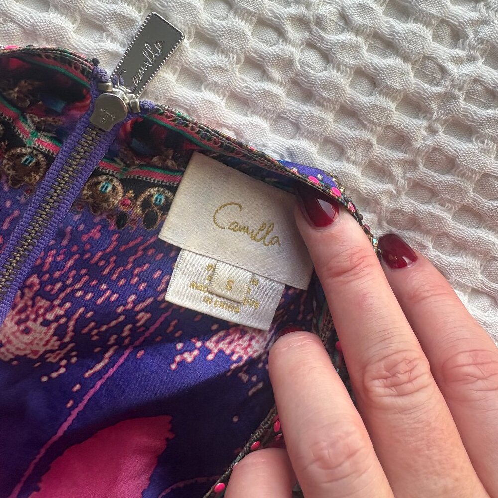 Camilla Purple & Pink Floral-Print Silk Maxi Dress - Picture 10 of 16
